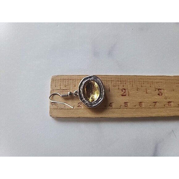 Two Toned Dangling Pierced Earrings Vintage - Picture 9 of 10